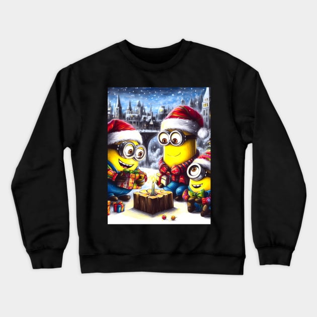 Merry Minions: Festive Christmas Art Prints Featuring Whimsical Minion Designs for a Joyful Holiday Celebration! Crewneck Sweatshirt by insaneLEDP